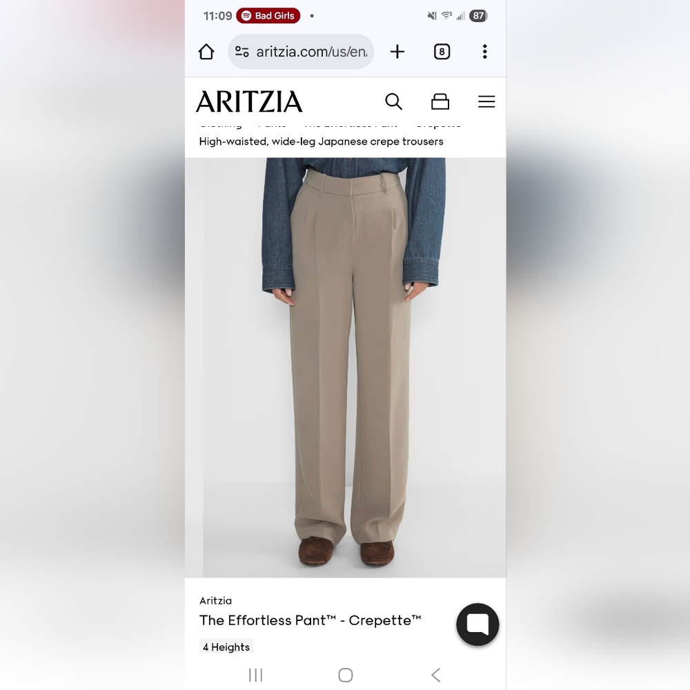 Aritzia Effortless Pants in Crepette - Picture 4 of 5
